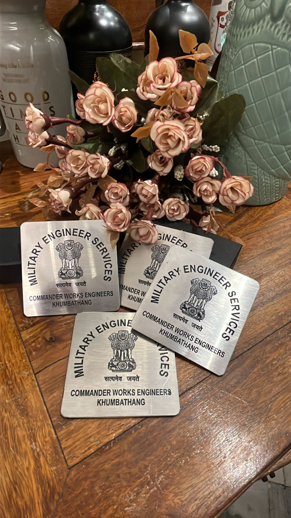 CUSTOMISED ETCHED  COASTERS (Min order 04 pcs)