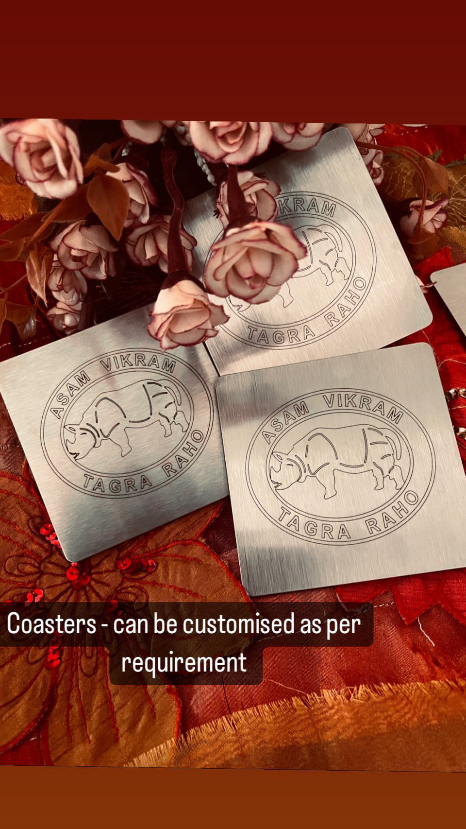CUSTOMISED ETCHED  COASTERS (Min order 04 pcs)