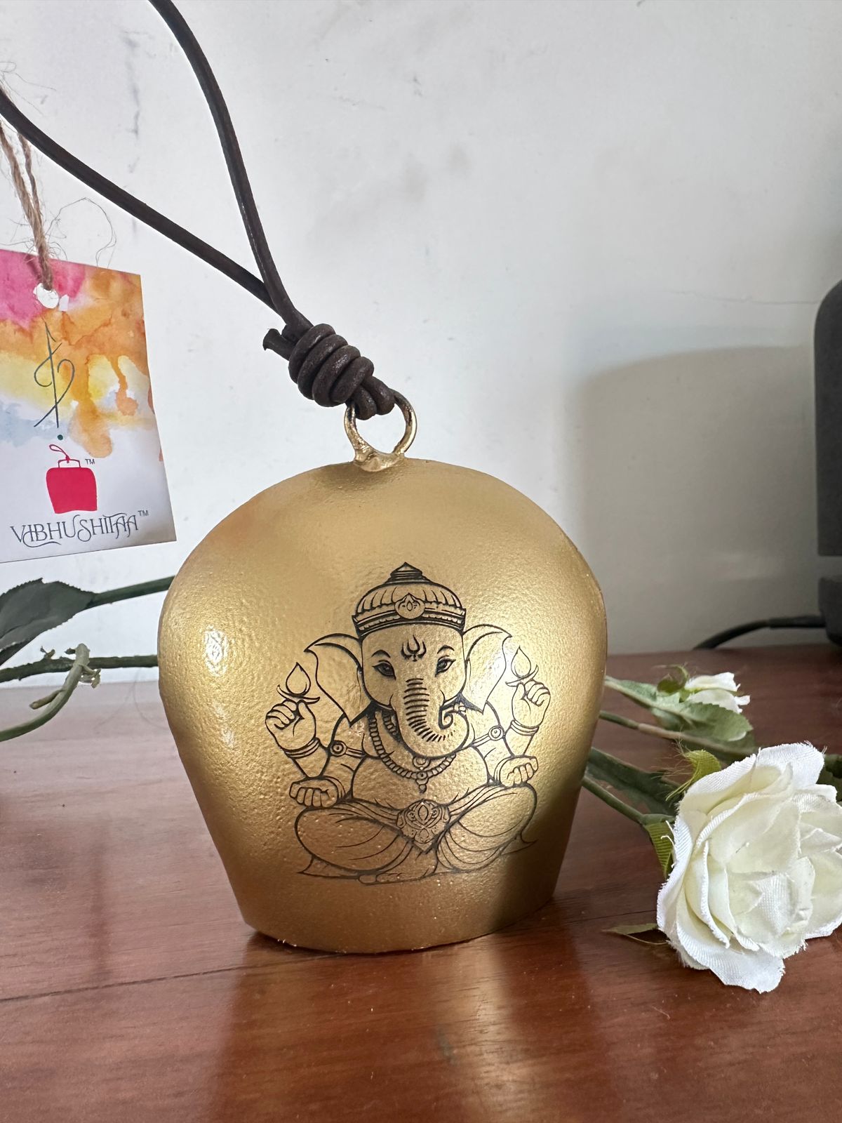 4" Mini cowbells Etched (Both Sides) with Leather Chord
