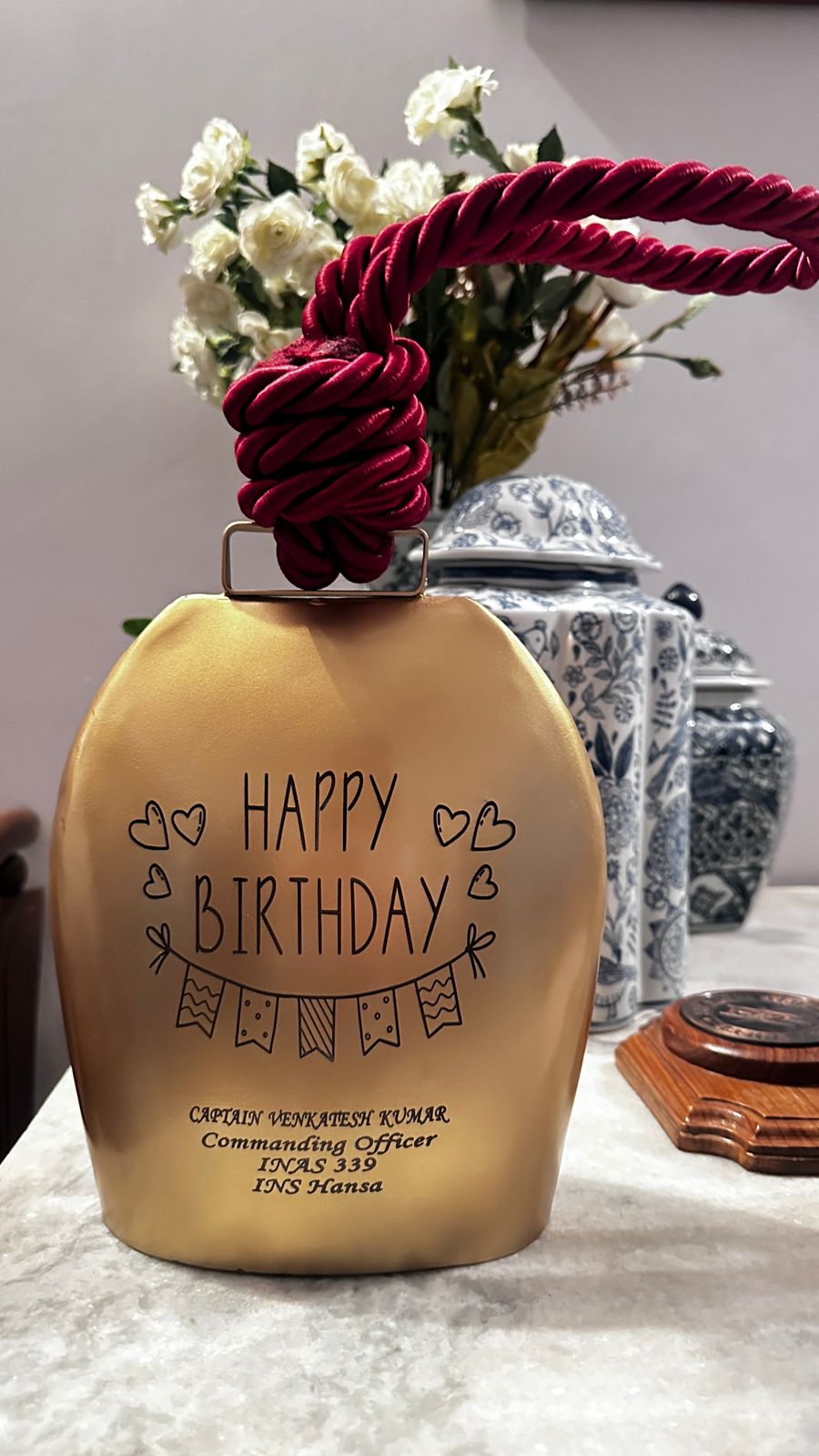 The Birthday Bell- 9" Handmade & Etched
